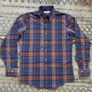 Ratio Clothing Orange Blue Plaid Oxford Collar Large